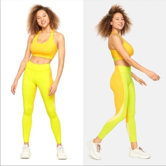 NWT Outdoor Voices TechSweat 7/8 Zoom Leggings Key Lime/Sunshine/Lemongrass, S - Picture 1 of 7